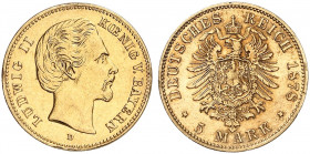 BAYERN. Ludwig II., 1864-1886. J. 195, EPA 5/78. 
5 Mark 1878.
der seltenste Jahrgang !
kl. Rdf., ss