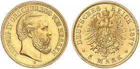 HESSEN. Ludwig IV., 1877-1892. J. 218, EPA 5/81. 
5 Mark 1877.
winz. Rdf., vz