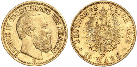 HESSEN. Ludwig IV., 1877-1892. J. 219 H, EPA 10/19. 
10 Mark 1879 H.
ss