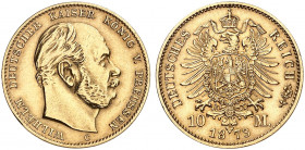 PREUSSEN. Wilhelm I., 1861-1888. J. 242 C, EPA 10/35. 
10 Mark 1873 C.
ss / vz