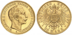 PREUSSEN. Wilhelm II., 1888-1918. J. 252, EPA 20/35. 
20 Mark 1897.
f. St