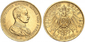 PREUSSEN. Wilhelm II., 1888-1918. J. 253, EPA 20/37. 
20 Mark 1915.
der seltenste Jahrgang !
vz - St