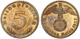 J. 363, EPA 23. 
5 Reichspfennig 1937 A.
kl. Kr., PP