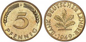 Bank Deutscher Länder. J. 377, N. 539. 
5 Pfennig 1949 D, EPA 1.
PP