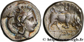 LUCANIA - THOURIOI
Type : Nomos, statère ou didrachme 
Date : c. 300-280 AC. 
Mint name / Town : Thurium, Lucanie 
Metal : silver 
Diameter : 20  mm
O...