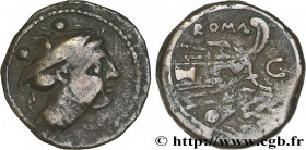 ROMAN REPUBLIC - ANONYMOUS
Type : Sextans 
Date : 211 AC. 
Mint name / Town : Sardaigne 
Metal : copper 
Diameter : 19  mm
Orientation dies : 12  h.
W...