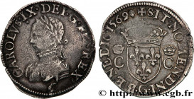 CHARLES IX
Type : Demi-teston, 2e type 
Date : 1569 
Mint name / Town : Poitiers 
Quantity minted : 4686 
Metal : silver 
Millesimal fineness : 898  ‰...