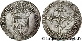 CHARLES IX
Type : Sol parisis, 1er type 
Date : 1565 
Mint name / Town : Saint-Lô 
Quantity minted : 83520 
Metal : silver 
Millesimal fineness : 529 ...