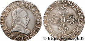 HENRY III
Type : Demi-franc au col plat 
Date : 1587 
Mint name / Town : Saint-Lô 
Quantity minted : 190026 
Metal : silver 
Millesimal fineness : 833...