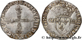 HENRY III
Type : Quart d'écu, croix de face 
Date : 1582 
Mint name / Town : Saint-Lô 
Quantity minted : 87550 
Metal : silver 
Millesimal fineness : ...