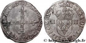 HENRY III
Type : Quart d'écu, croix de face 
Date : 1587 
Mint name / Town : Saint-Lô 
Quantity minted : 198223 
Metal : silver 
Millesimal fineness :...