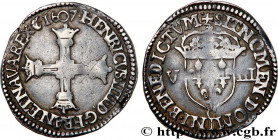 HENRY IV
Type : Huitième d'écu, croix batonnée et couronnée de face 
Date : 1607 
Mint name / Town : Saint-Lô 
Quantity minted : 80514 
Metal : silver...