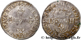 LOUIS XIII
Type : Quart d'écu, croix de face fleurdelisée 
Date : 1643 
Mint name / Town : Saint-Lô 
Quantity minted : 39614 
Metal : silver 
Millesim...