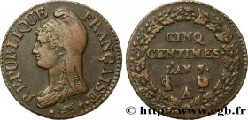 DIRECTOIRE
Type : Cinq centimes Dupré, grand module 
Date : An 7/5 (1798-1799) 
Mint name / Town : Paris/Rouen 
Quantity minted : --- 
Metal : copper ...