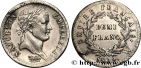 PREMIER EMPIRE / FIRST FRENCH EMPIRE
Type : Demi-franc Napoléon Ier tête laurée, Empire français 
Date : 1809 
Mint name / Town : Lille 
Quantity mint...