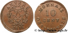 LOUIS XVIII
Type : 10 cent. Anvers au double L, frappe de l’atelier de Wolschot 
Date : 1814  
Mint name / Town : Anvers 
Quantity minted : 52760 
Met...
