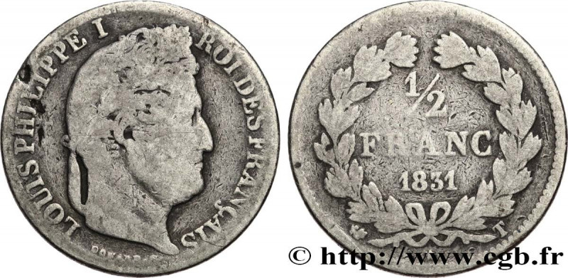 LOUIS-PHILIPPE I
Type : 1/2 franc Louis-Philippe 
Date : 1831 
Mint name / Town ...