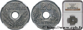 FRENCH STATE
Type : 20 centimes État français, lourde 
Date : 1941 
Quantity minted : - - - 
Metal : zinc 
Diameter : 24  mm
Orientation dies : 6  h.
...