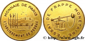 V REPUBLIC
Type : Essai de frappe de 100 francs Panthéon, avec différent, cupro-aluminium 
Date : (1974) 
Date : n.d. 
Mint name / Town : Pessac 
Quan...