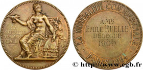 INSURANCES
Type : Médaille de récompense, La Mutualité commerciale 
Date : 1909 
Metal : bronze 
Diameter : 41,5  mm
Engraver : Tasset 
Weight : 39,49...