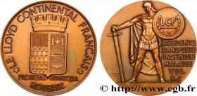 INSURANCES
Type : Médaille, Le Lloyd Continental Français 
Date : 1954 
Metal : bronze 
Diameter : 67,5  mm
Weight : 140,7  g.
Edge : lisse + corne BR...