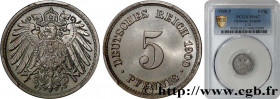 GERMANY
Type : 5 Pfennig 
Date : 1900 
Mint name / Town : Stuttgart 
Quantity minted : 3209000 
Metal : copper nickel 
Millesimal fineness : 900  ‰
Di...