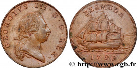 BERMUDA
Type : 1 Penny Georges III 
Date : 1793 
Quantity minted : - 
Metal : copper 
Diameter : 30,50  mm
Orientation dies : 6  h.
Weight : 12,94  g....