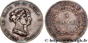 ITALY - LUCCA AND PIOMBINO - FELIX BACCIOCHI AND ELISA BONAPARTE
Type : 5 Franchi, bustes moyens 
Date : 1806 
Mint name / Town : Florence 
Quantity m...
