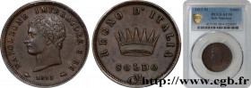ITALY - KINGDOM OF ITALY - NAPOLEON I
Type : 1 Soldo 
Date : 1813 
Mint name / Town : Milan 
Quantity minted : 2948290 
Metal : copper 
Diameter : 27,...
