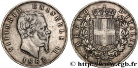 ITALY - KINGDOM OF ITALY - VICTOR-EMMANUEL II
Type : 5 Lire 
Date : 1862 
Mint name / Town : Naples 
Quantity minted : 311623 
Metal : silver 
Millesi...