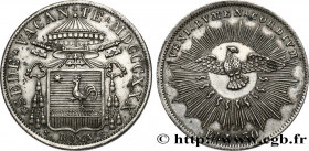 VATICAN AND PAPAL STATES
Type : 30 Baiocchi Sede Vacante 
Date : 1830 
Mint name / Town : Rome 
Quantity minted : - 
Metal : silver 
Millesimal finene...