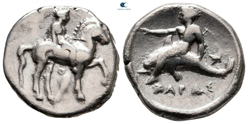 Calabria. Tarentum circa 380-340 BC. 
Nomos AR

21 mm, 7,39 g



very fin...