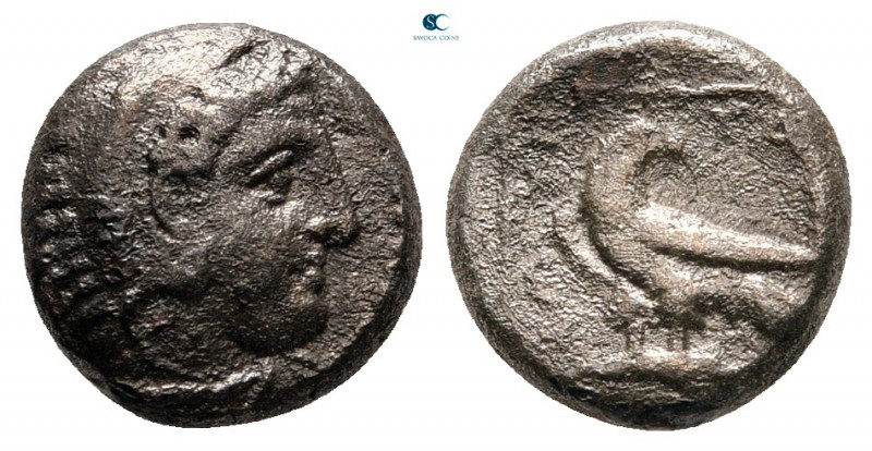Kings of Macedon. Amyntas III 393-369 BC. 
Trihemiobol BI

8 mm, 1,39 g


...