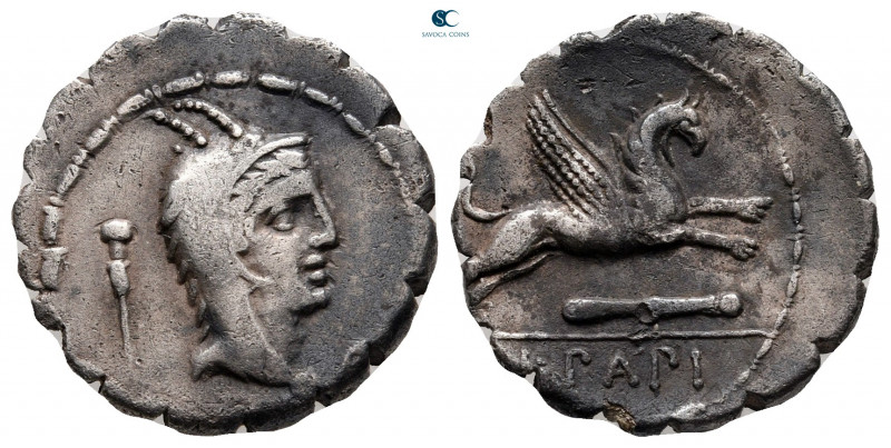 L. Papius 79 BC. Rome
Serrate Denarius AR

19 mm, 3,75 g



very fine