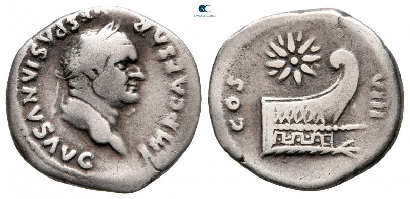 Vespasian AD 69-79. Rome
Denarius AR

17 mm, 3,15 g



very fine