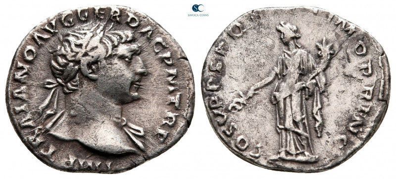 Trajan AD 98-117. Rome
Denarius AR

18 mm, 3,04 g



very fine