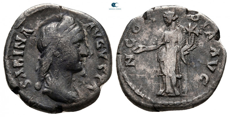 Sabina. Augusta AD 128-137. Rome
Denarius AR

17 mm, 2,91 g



nearly ver...