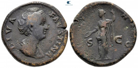 Diva Faustina I after AD 140-141. Rome. Sestertius Æ