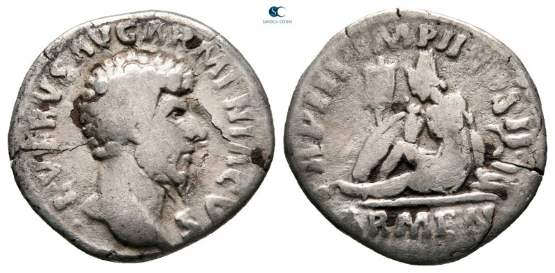 Lucius Verus AD 161-169. Rome
Denarius AR

18 mm, 2,41 g



nearly very f...