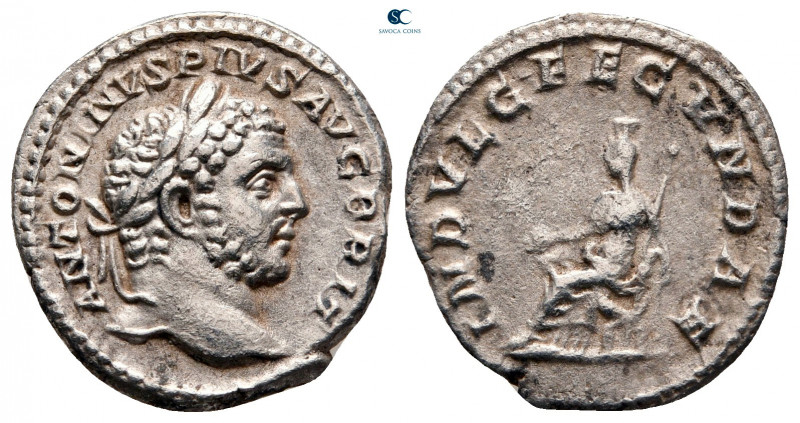 Caracalla AD 198-217. Rome
Denarius AR

18 mm, 2,67 g



very fine