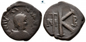 Justin I AD 518-527. Nikomedia. Half Follis or 20 Nummi Æ
