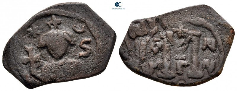 Constans II AD 641-668. Imitative issue
Fals (Follis) Æ

27 mm, 5,08 g


...