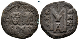Leo V and Constantine AD 813-820. Constantinople. Follis or 40 Nummi Æ