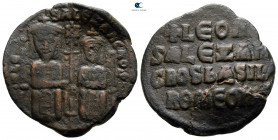 Leo VI with Alexander AD 886-912. Constantinople. Follis or 40 Nummi Æ
