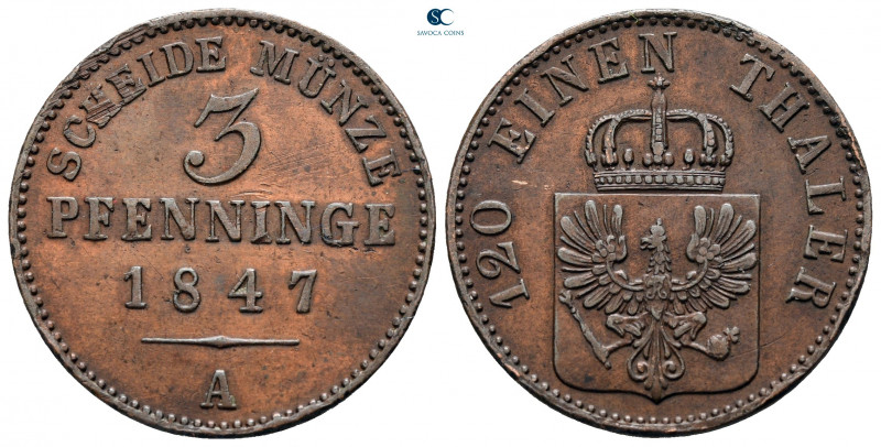 Germany. Brandenburg-Preußen. AD 1847.
3 Pfennig 

24 mm, 4,64 g



nearl...