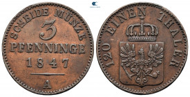 Germany. Brandenburg-Preußen.  AD 1847. 3 Pfennig