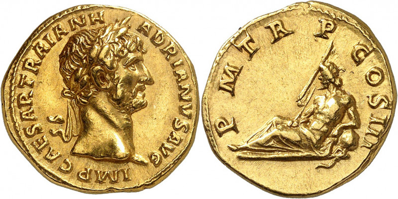 Hadrien 117-138. Aureus 119-122, Rome. IMP CAESAR TRAIAN H-ADRIANVS AVG Tête lau...