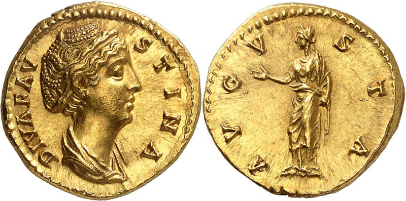 Faustine I, épouse d'Antonin le Pieux. Aureus après 141, Rome. DIVA FAV-STINA Bu...