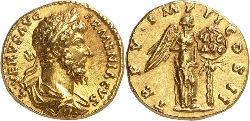 Lucius Verus 161-169. Aureus 164-165, Rome. L VERVS AVG - ARMENIACVS Buste lauré...