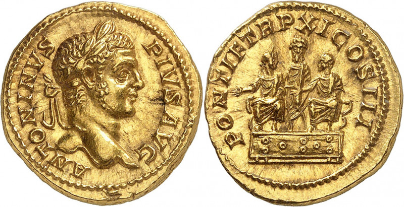 Caracalla 198-217. Aureus 208, Rome. ANTONINVS - PIVS AVG Tête laurée de Caracal...